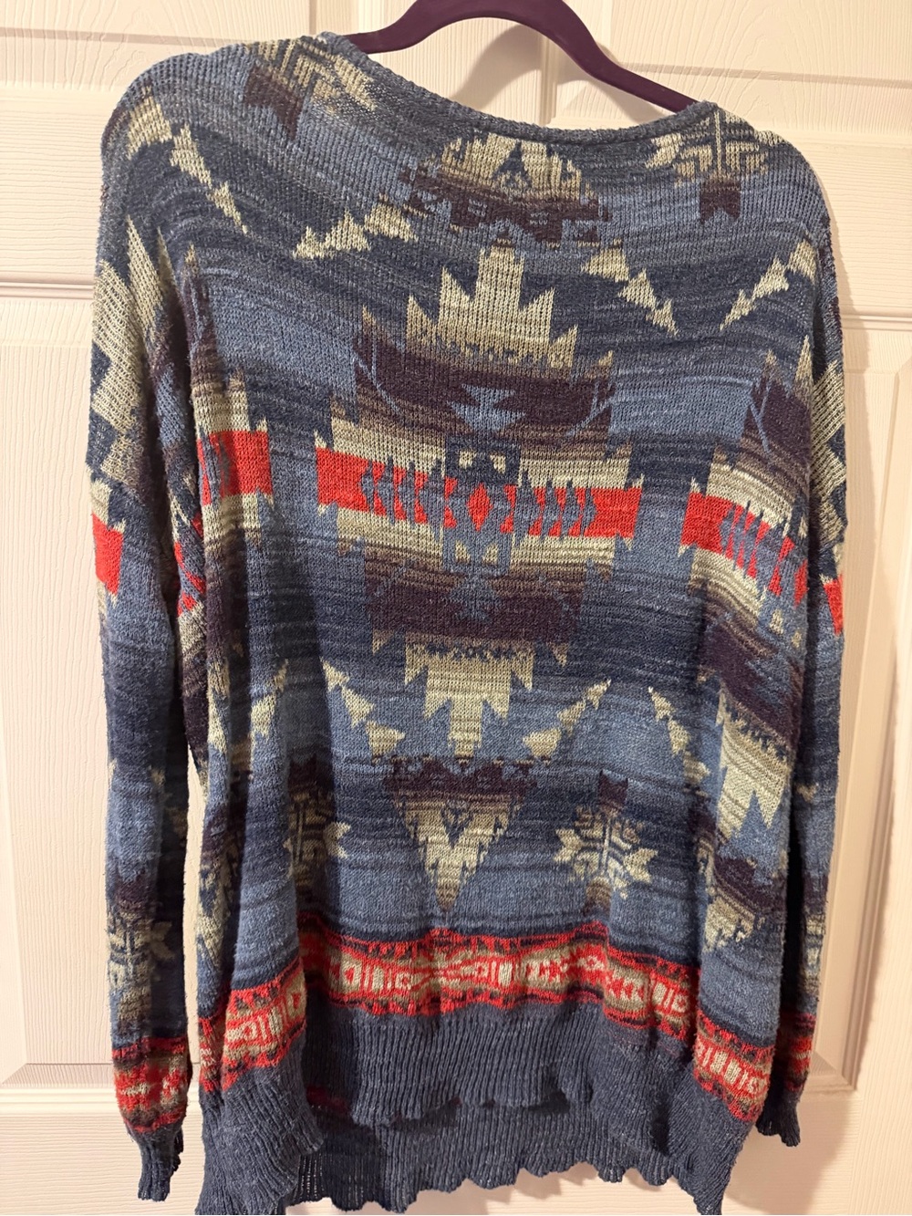 Vintage Ralph Lauren Blue Patterned Aztec-Print Women's Sweater - Picture 10 of 10